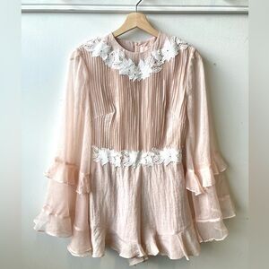 KEEPSAKE the Label Blush Rumper / Dress with White Lace Detail